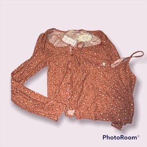 Pink Rose Lounge Cami and Shell in Pink Leopard Size Medium NWT
